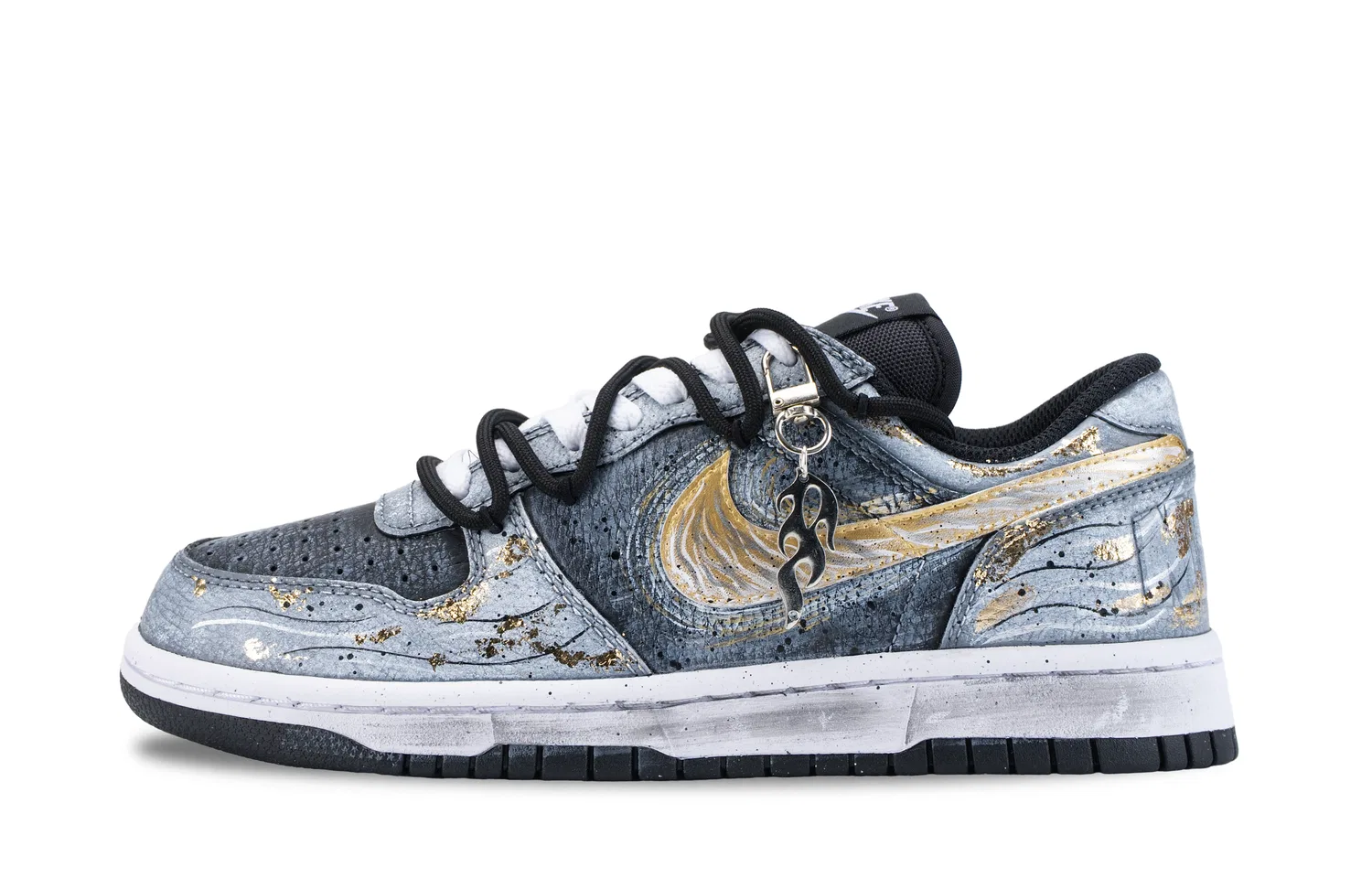 Кроссовки скейтбординг серо-золотые Nike Big LOW Gray Gold — фото 3