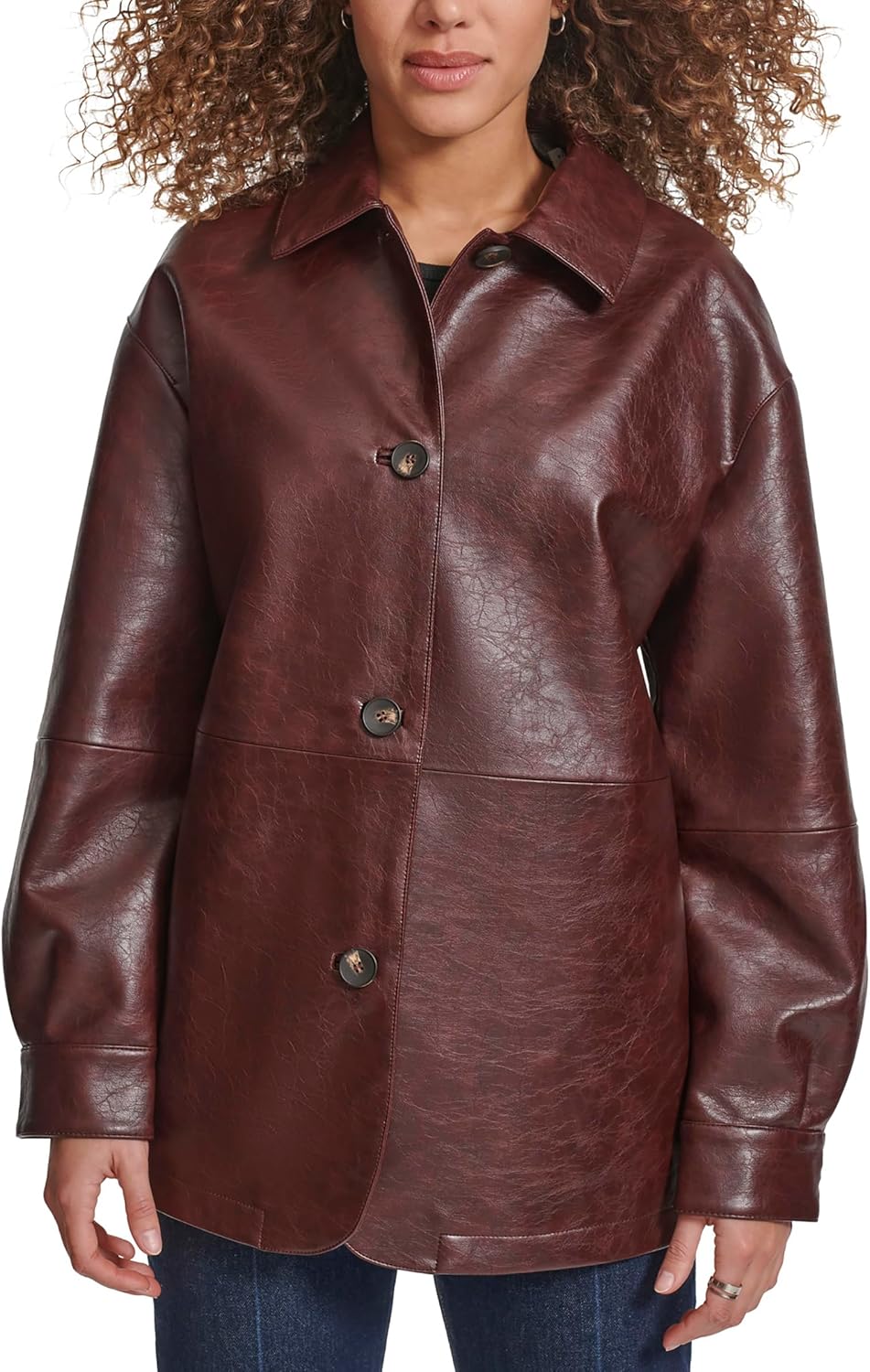 Женский свободный пиджак Levi's из искусственной кожи, Oxblood Gloss — фото 4