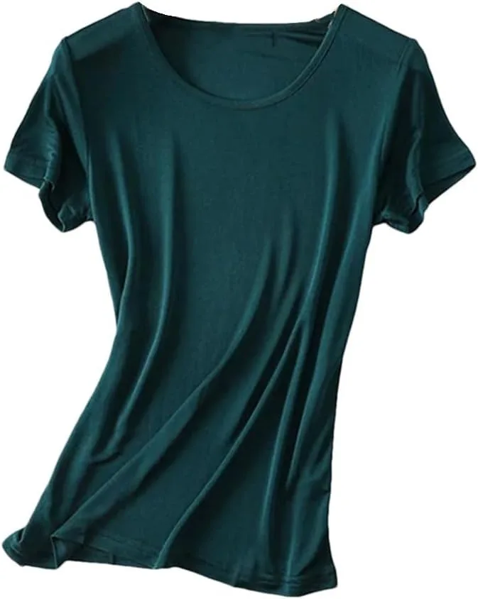 

Женская футболка из натурального шелка с коротким рукавом