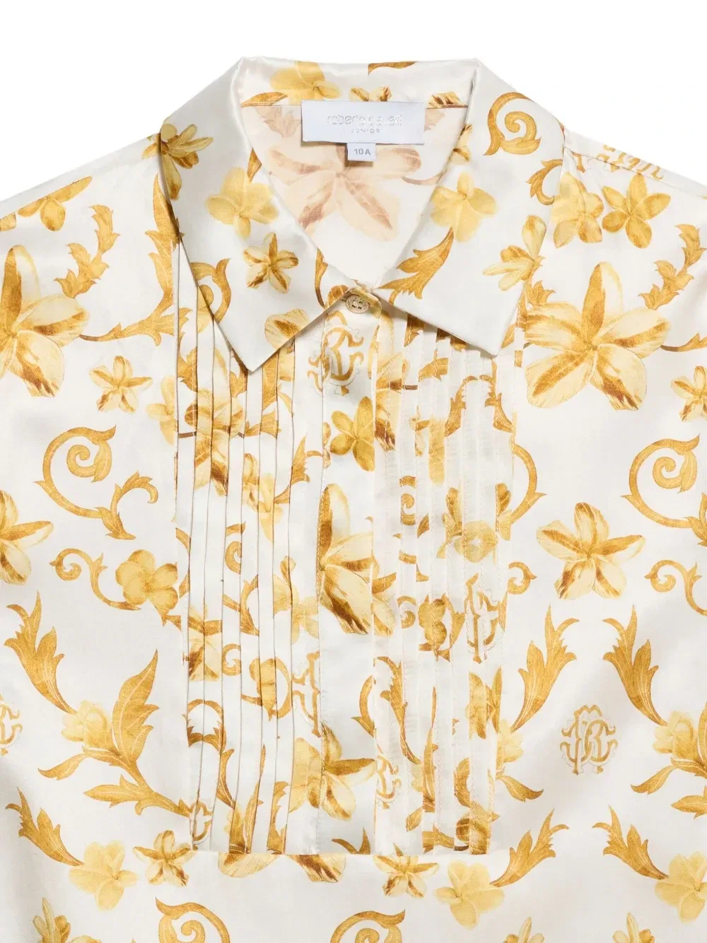 Блузка с оборками и цветочным принтом Roberto Cavalli Junior, белый — фото 3