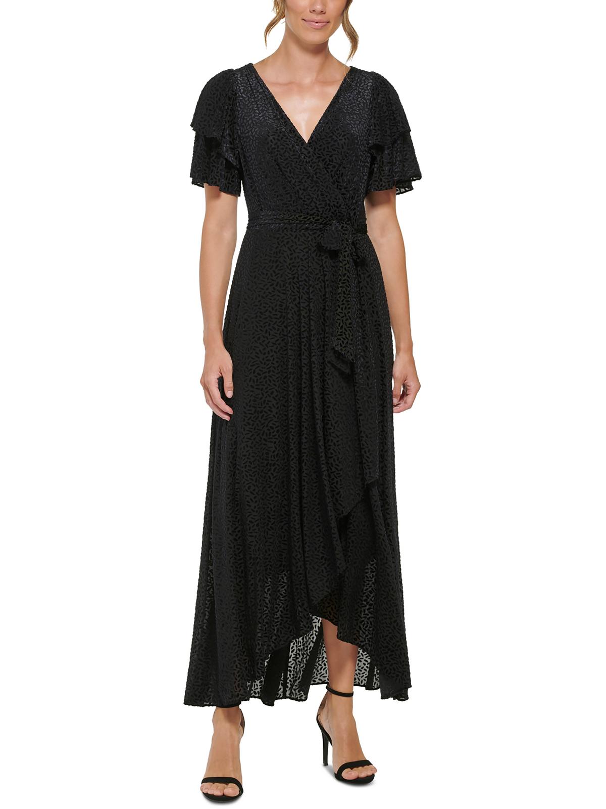

Женское бархатное платье макси Burnout DKNY, черный