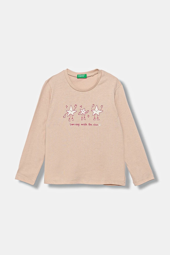 

Детская хлопковая кофта с длинным рукавом United Colors Of Benetton, розовый