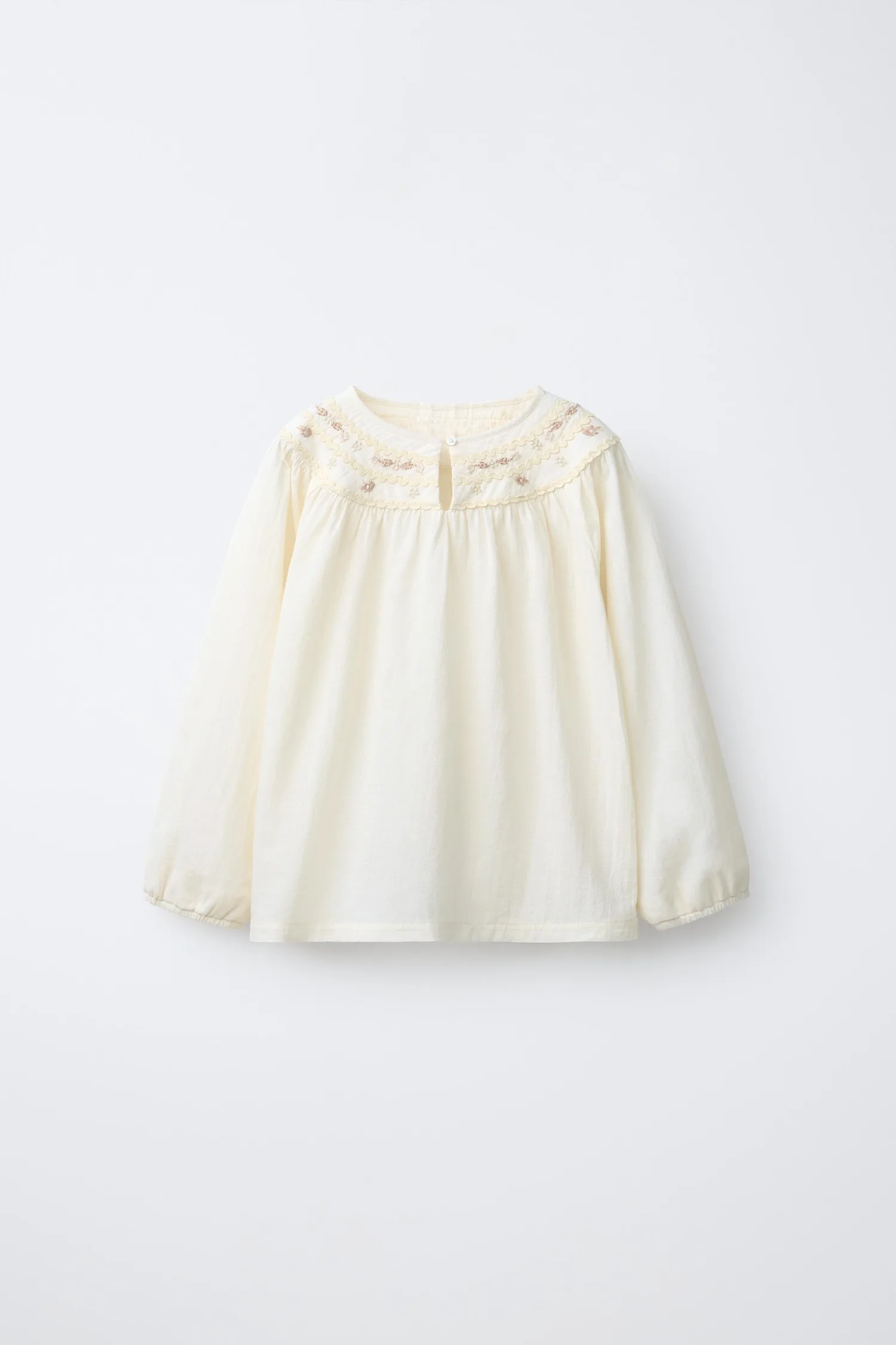 Пижама с вышитыми цветами, 2-6 лет Zara, экрю — фото 2
