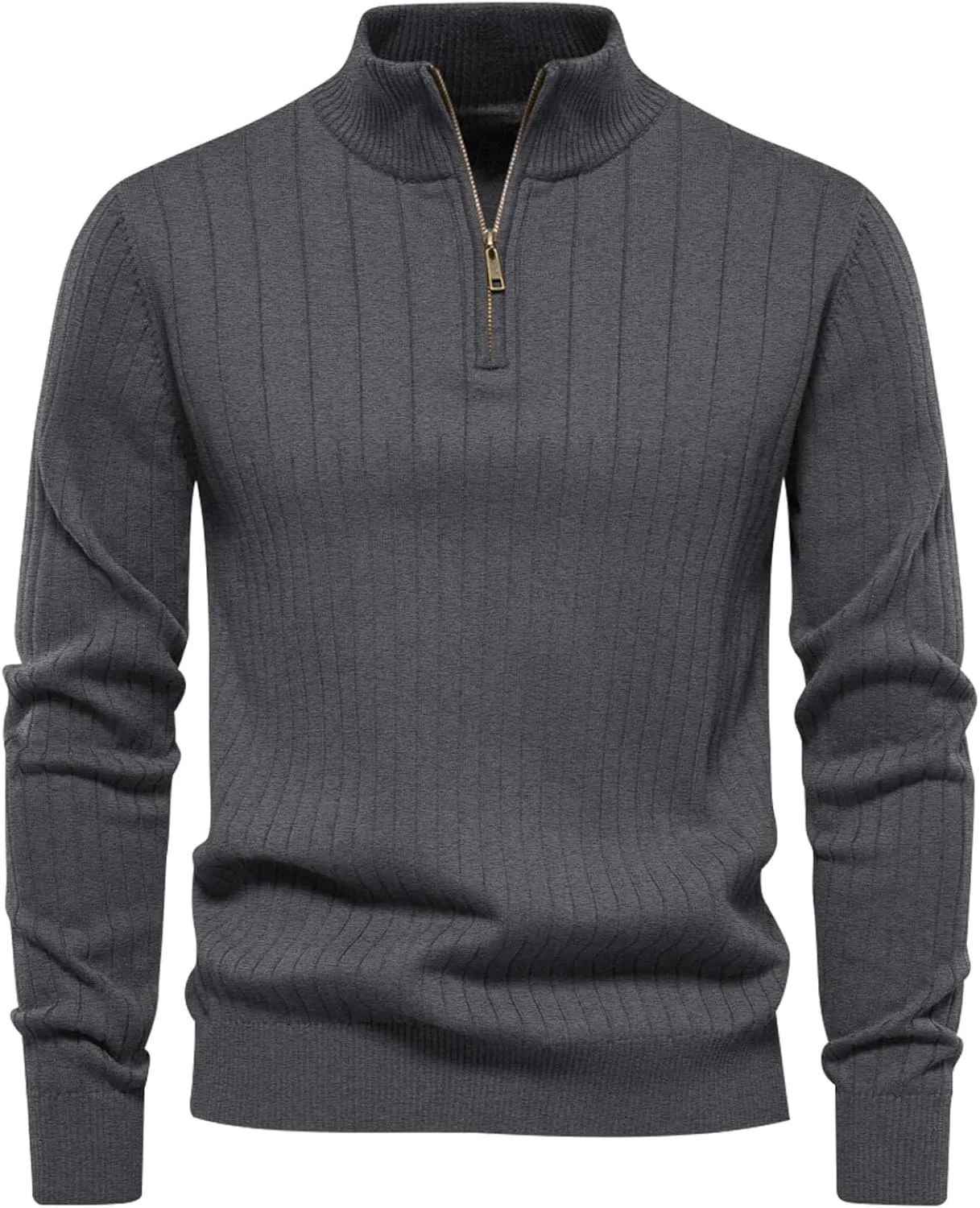 

Kissonic мужской свитер с четверть-молнией Slim Fit Mock Neck легкий вязаный