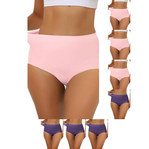 

8 пар женских эластичных трусиков-хипстеров без швов с высокой талией Inspire Chic, Mid Pink Dark Purple