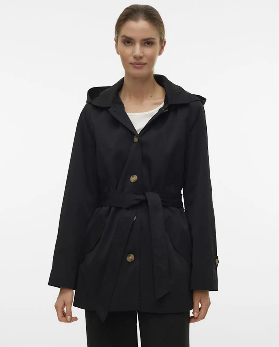 

Женский короткий тренч с капюшоном Vero Moda, черный