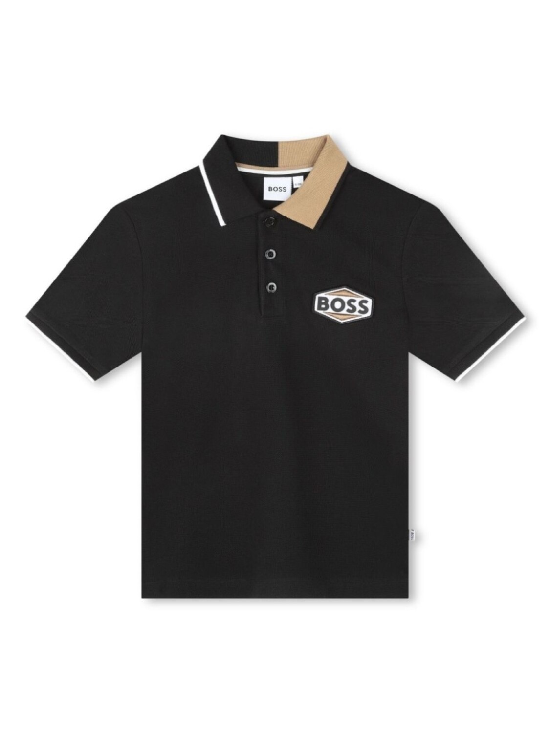 

BOSS Kidswear рубашка поло с нашивкой-логотипом, черный