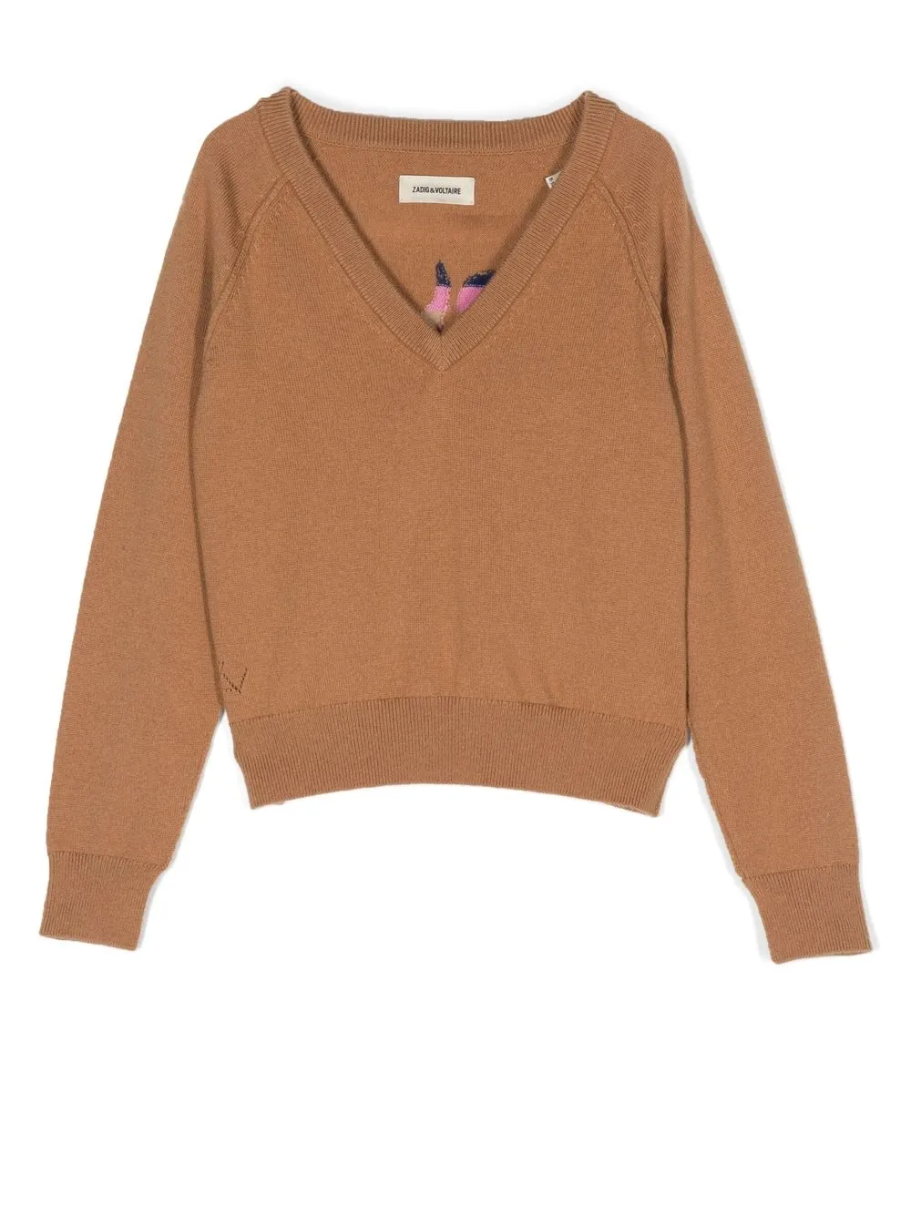 

Джемпер с V-образным вырезом и графичным принтом Zadig & Voltaire Kids, нейтральный