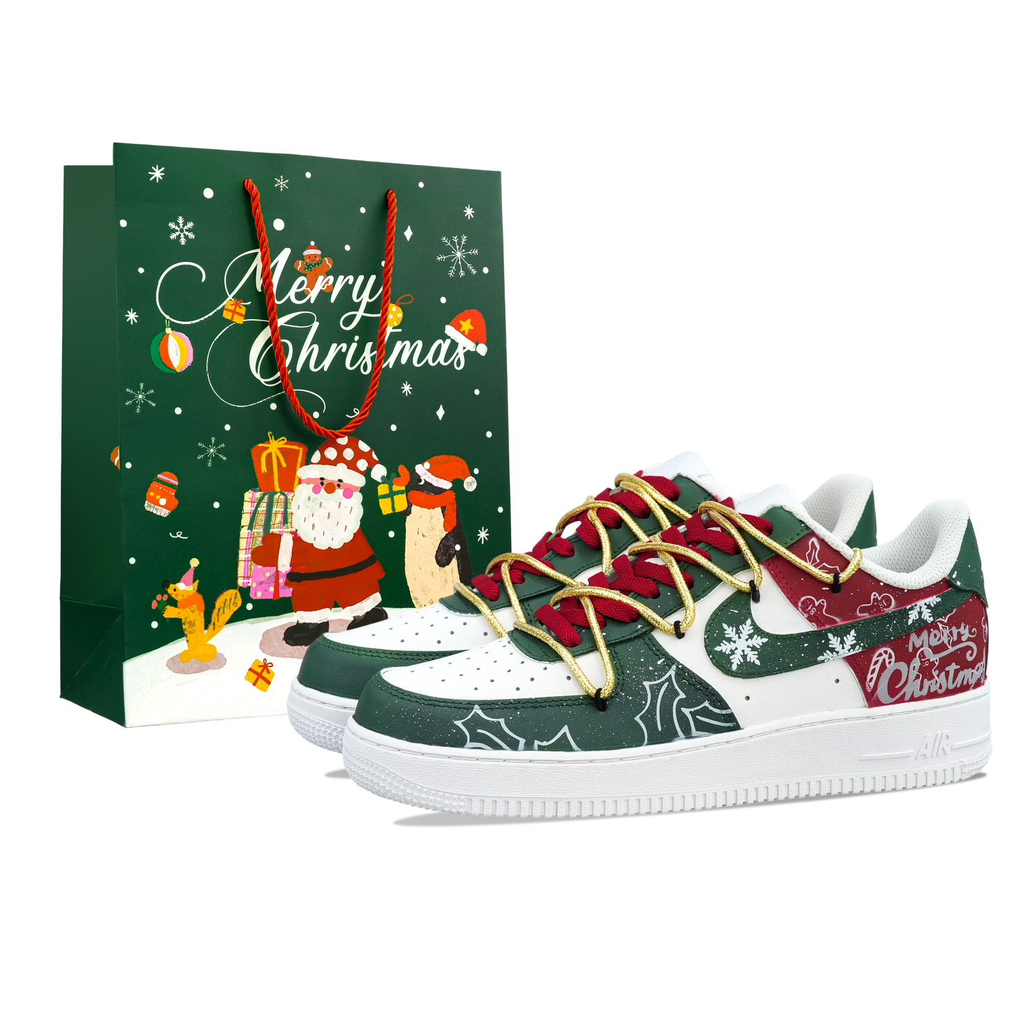 

Nike Кроссовки для скейтбординга Air Force 1 Christmas Snowflake Thermal Cushioning Low top Unisex Green Red