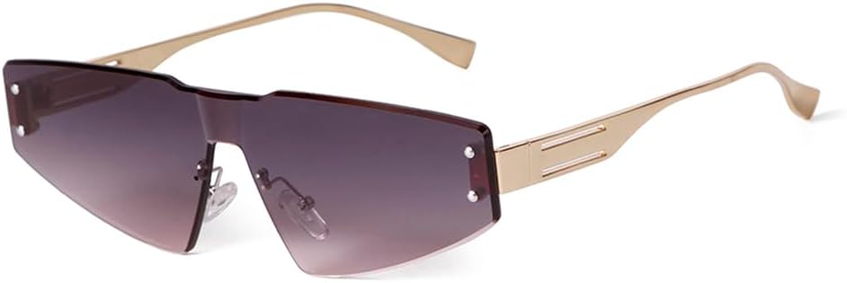 

Модные безрамочные розовые солнцезащитные очки «кошачий глаз» для женщин и мужчин, стильные безрамочные солнцезащитные очки треугольной формы с заклепками, защищающие от УФ-излучения TKKTLLT, C3