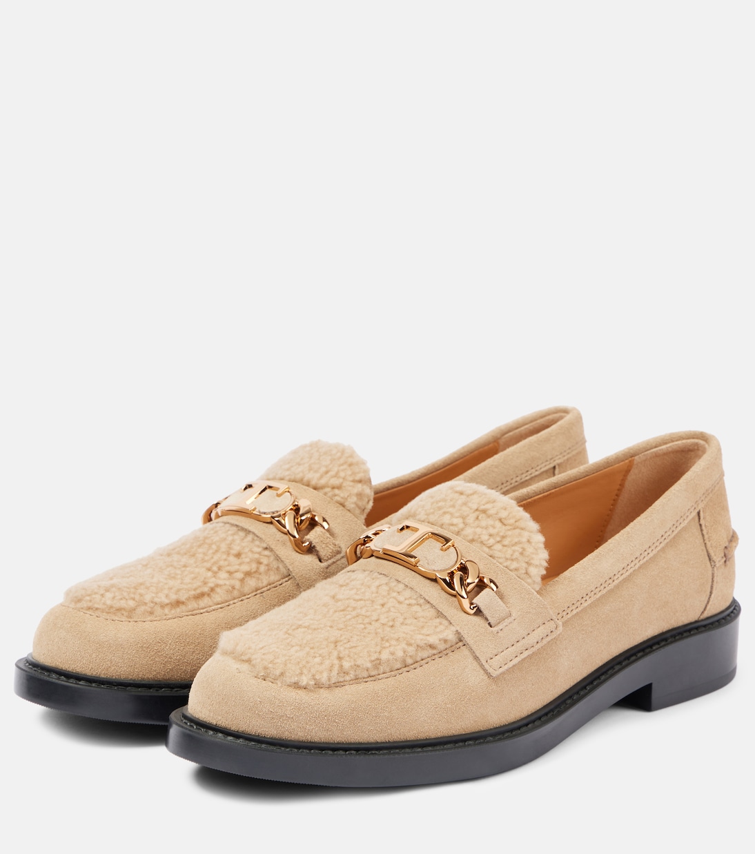 Замшевые мокасины с отделкой из овчины Tod's, Tabacco Chiaro + Conchiglia — фото 4