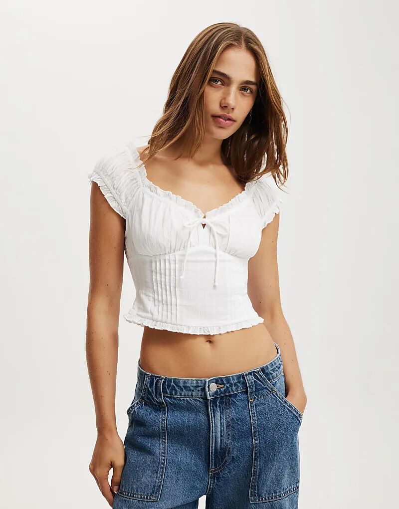 

Блузка Cotton On Greta с воланами на рукавах, белая Cotton On