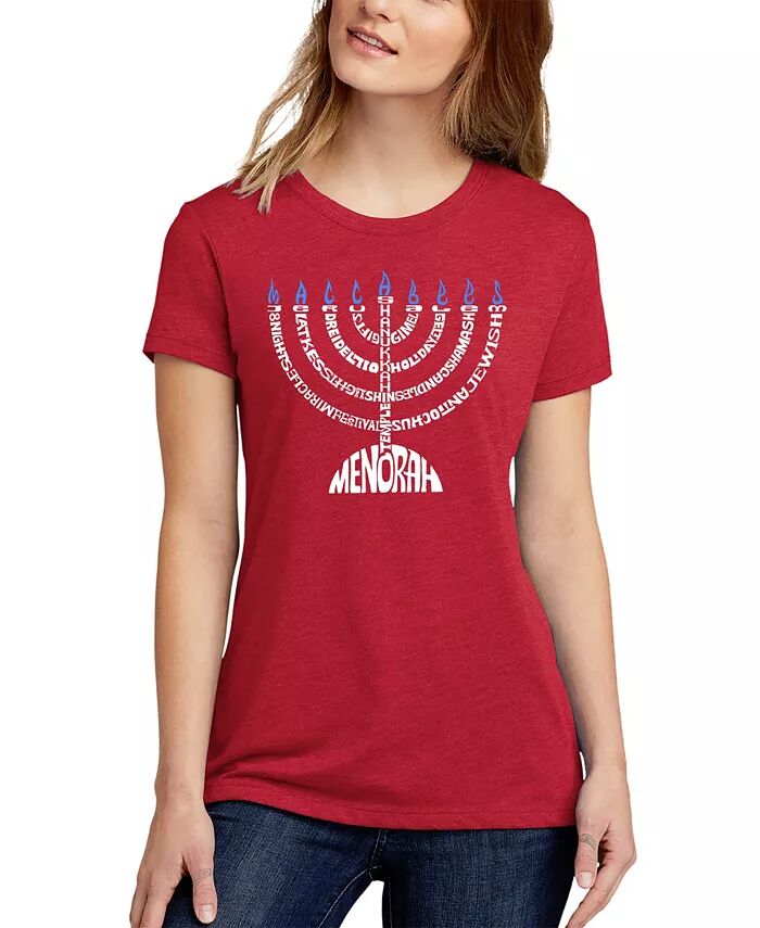

Женская футболка Menorah Premium Blend Word Art LA Pop Art, красный