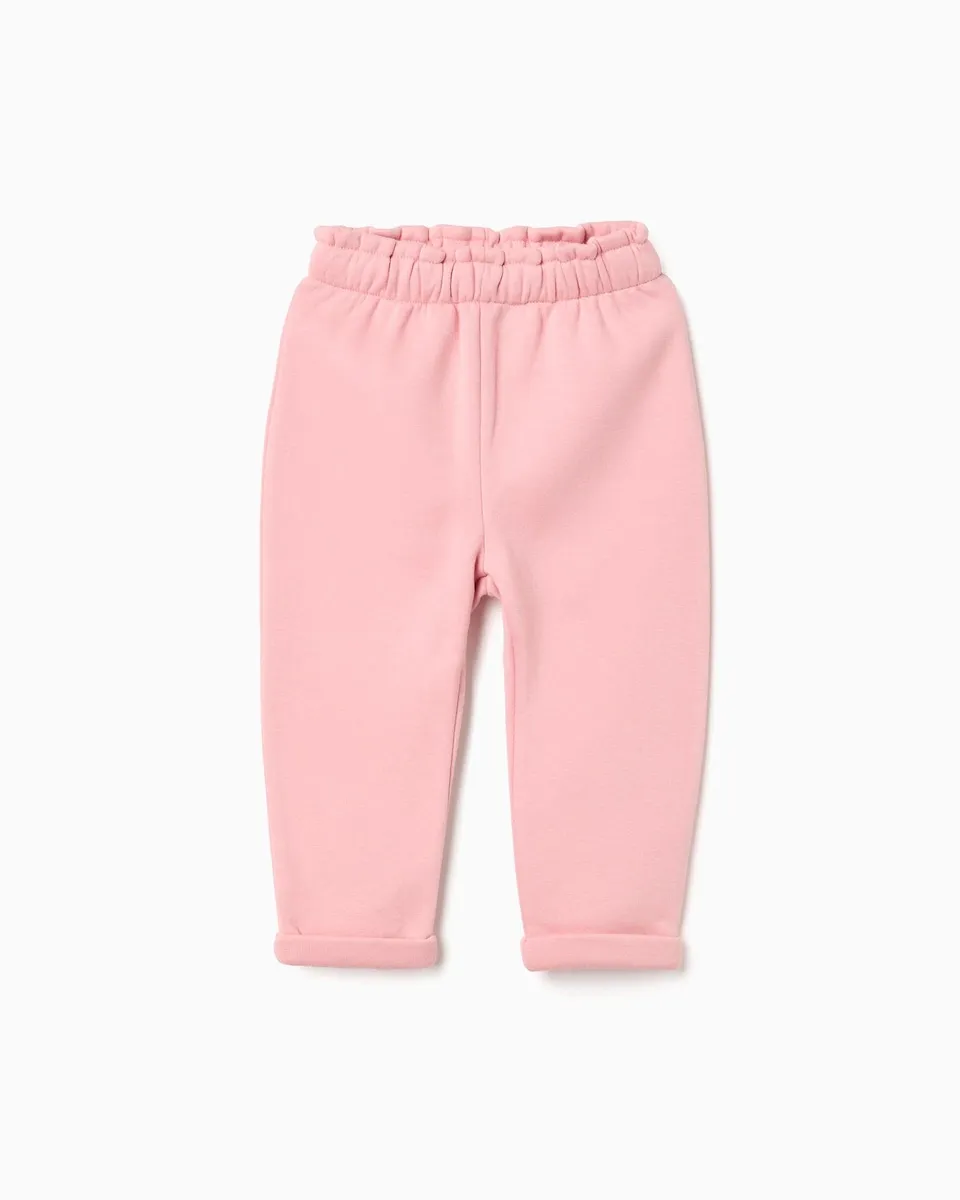 

Спортивные штаны для маленькой девочки с внутренней подкладкой, на вешалке, с эластичной талией и оборками Zippy, розовый