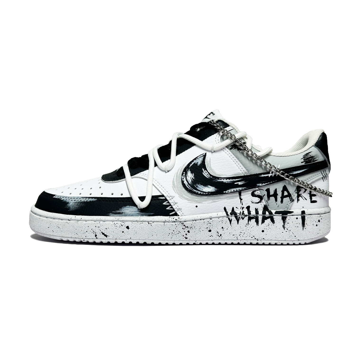 

Кроссовки Nike Court Vision 1 Skateboard Shoes Men Low-Top Black White, Черный, Кроссовки Nike Court Vision 1 Skateboard Shoes Men Low-Top Black White