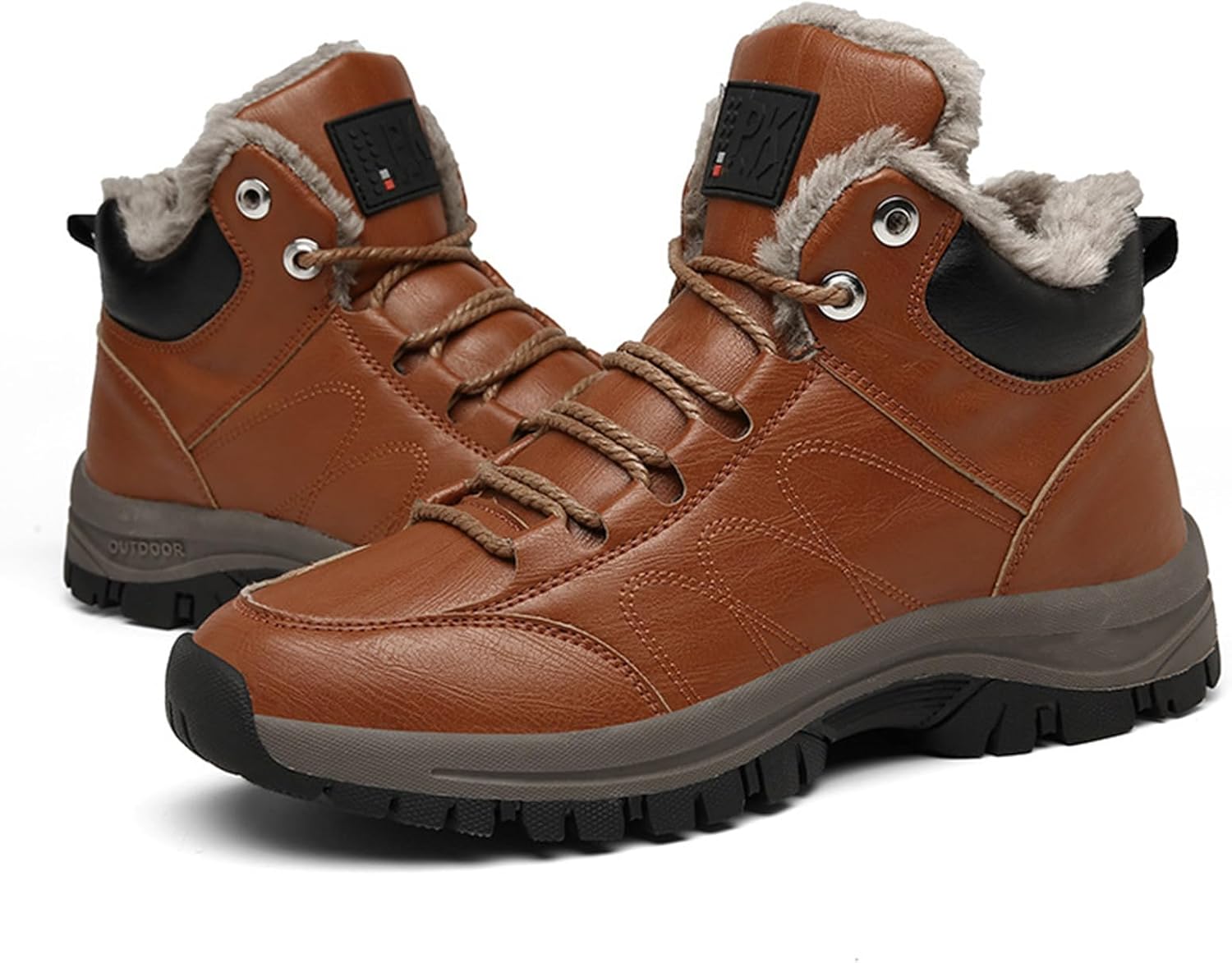

Мужские зимние платформенные ботинки на шнуровке, классические, с комфортной теплой подкладкой из меха, подошвой с протектором, легкие, нескользящие, для походов и активного отдыха, ботинки на щиколотку Nejkg, коричневый