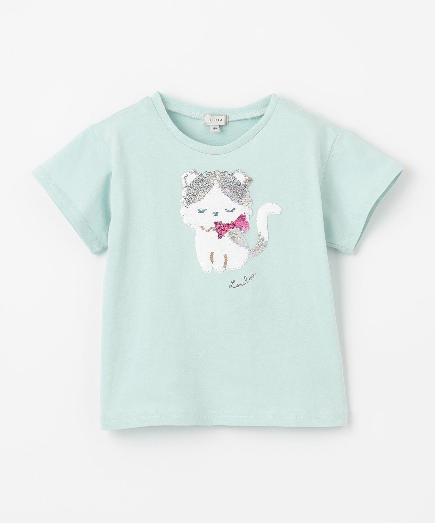 Футболка с чудесными пайетками ANY KIDS, Mint (Cat x Tabby) [062] — фото 3