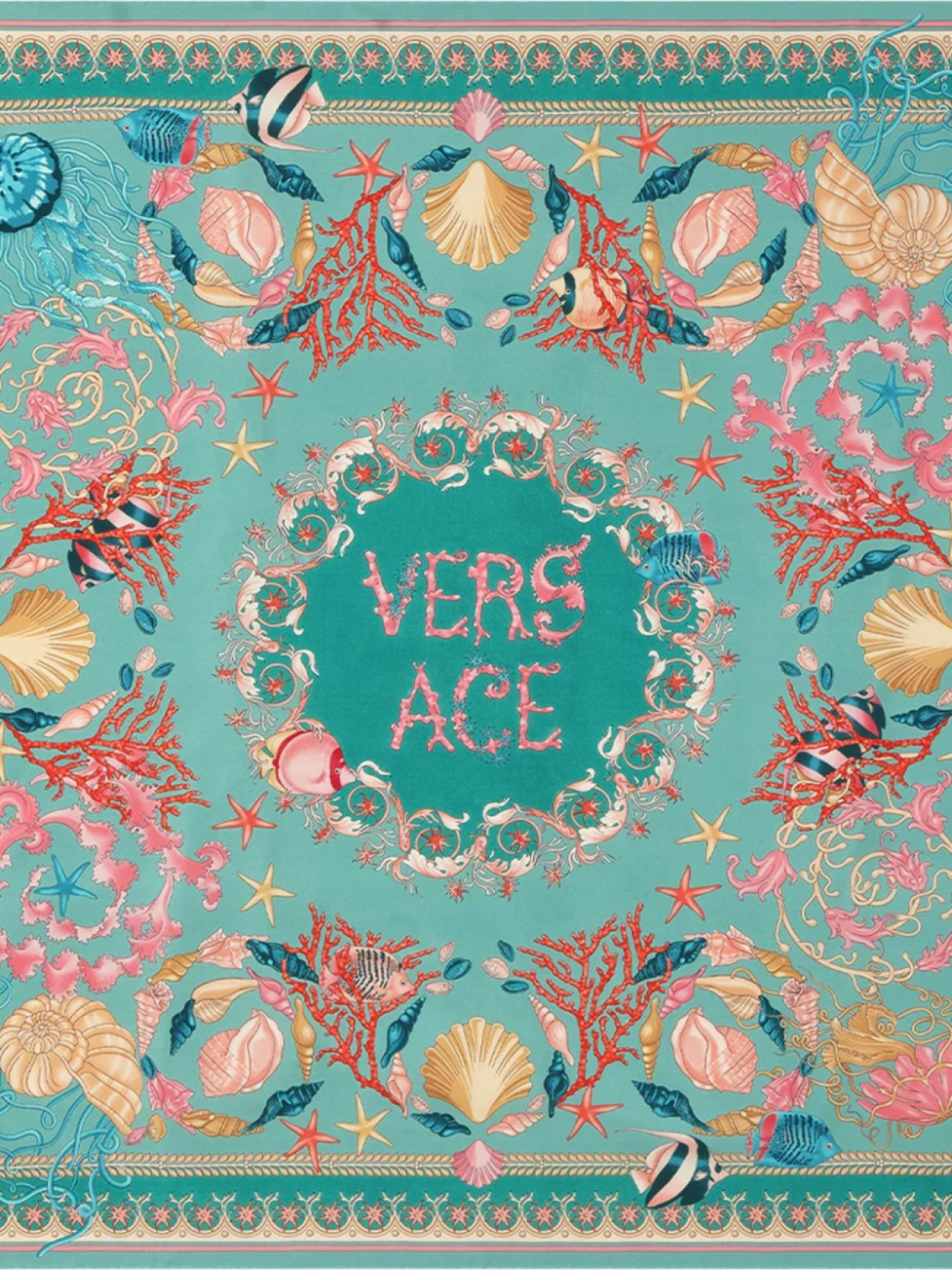 

Versace шелковый платок Underwater Barocco, зеленый