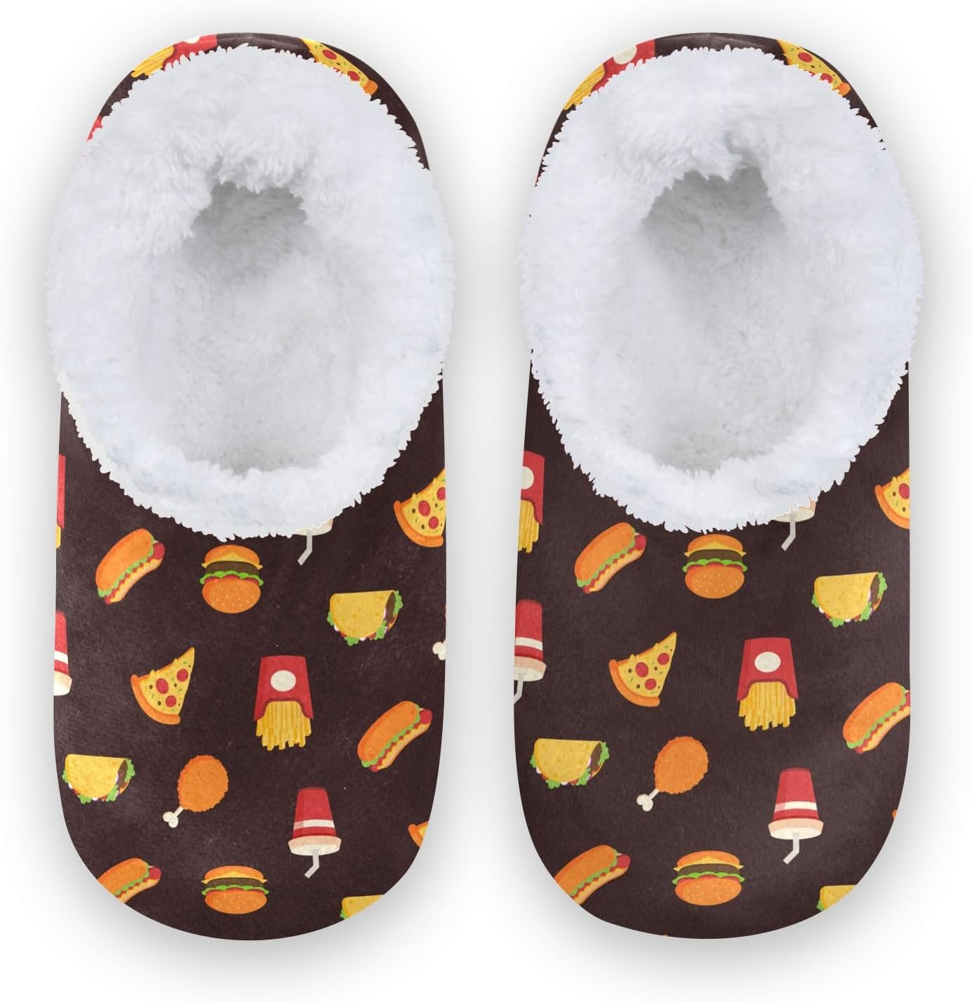 

Детские зимние домашние тапочки Быстрая еда Гамбургер Хот-дог Пицца Тако Теплые мягкие нескользящие тапочки для мальчиков и девочек для дома Pbjckah, мультиколор