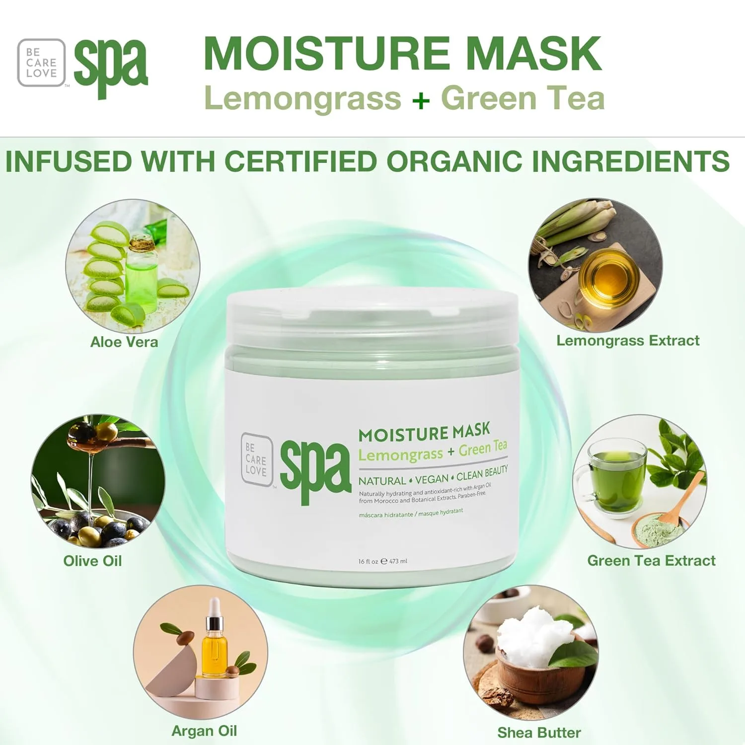 Маска для лица Bcl Spa — Органическая для рук, ног и тела с лемонграссом и зеленым чаем, уход для спа-процедур с, 425.25 г — фото 2