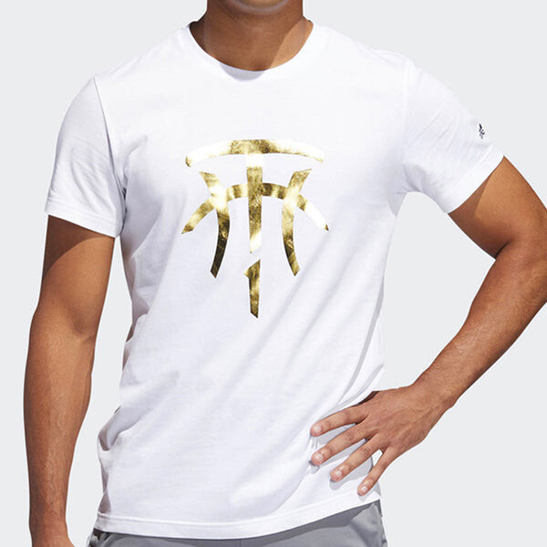 Футболка men's basketball sports white t-shirt Adidas, белый — фото 3