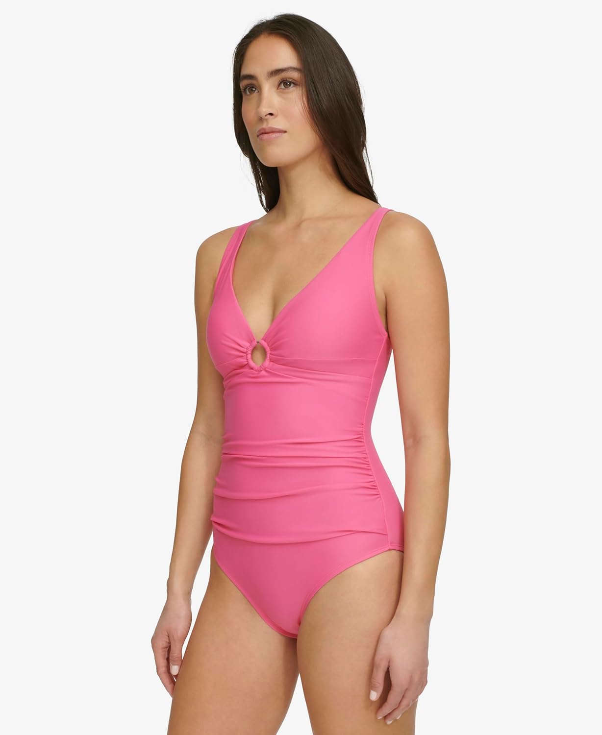 Женский слитный купальник Tommy Hilfiger с вырезом-замочной скважиной, Pink — фото 3