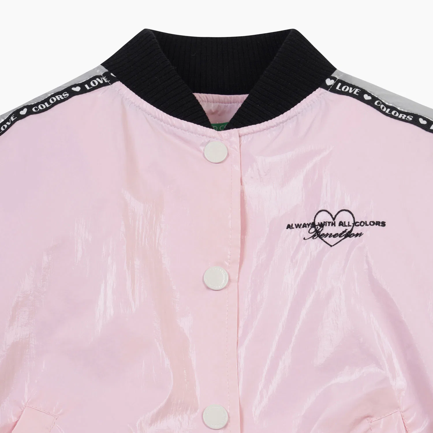 Детский блестящий бомбер Shiny, розовый, от Benetton Kids — фото 3