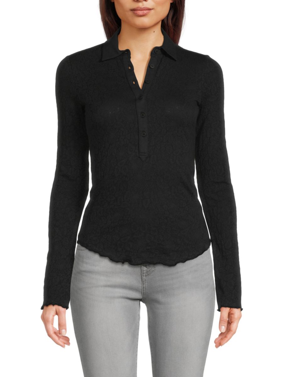 

Поло с длинным рукавом Gemma Jacquard rag & bone, черный