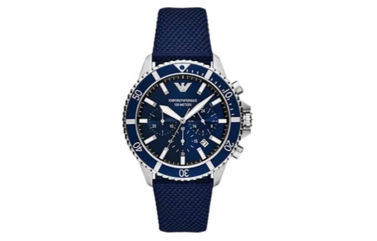 

EMPORIO ARMANI Часы Chronograph Blue Nylon And Leather Watch, Blue Dial