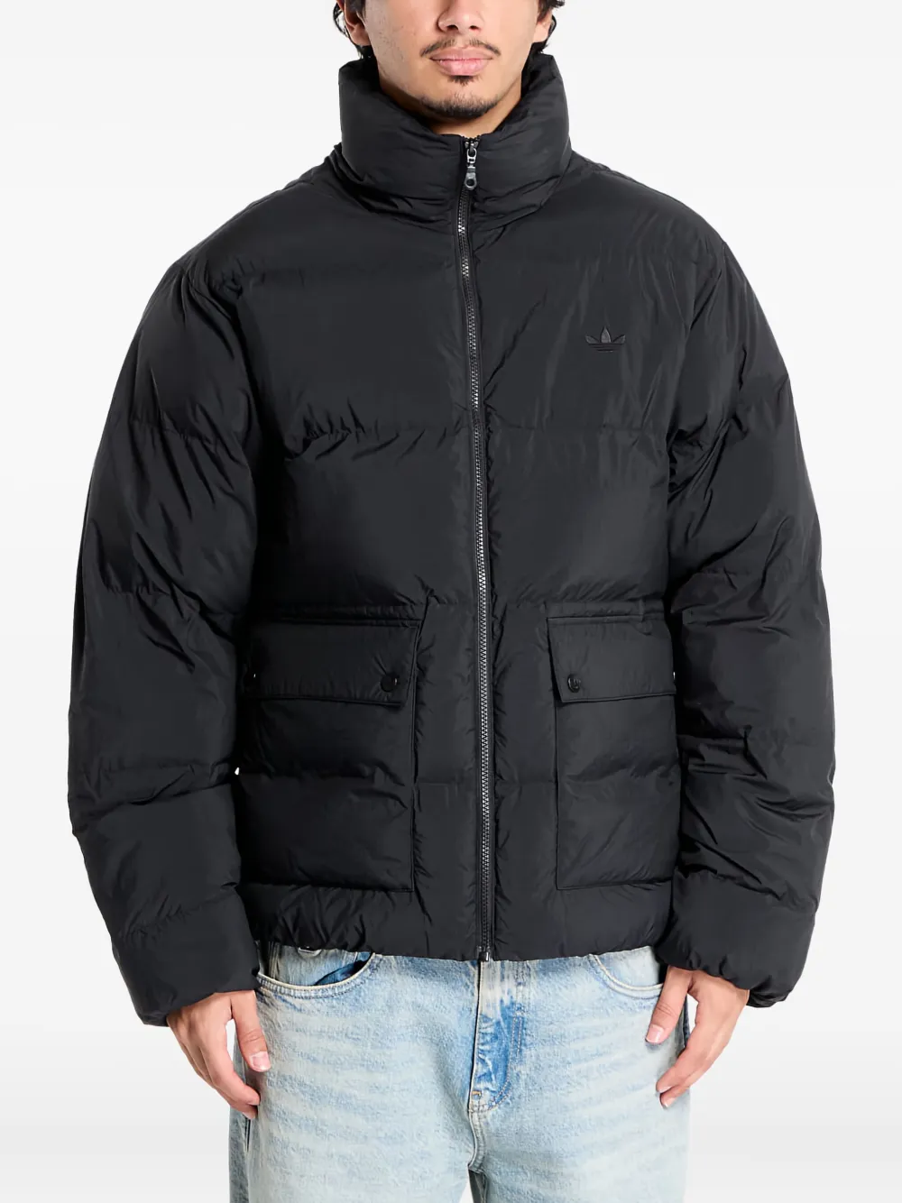 

Дутый пуховик с капюшоном Adidas, черный
