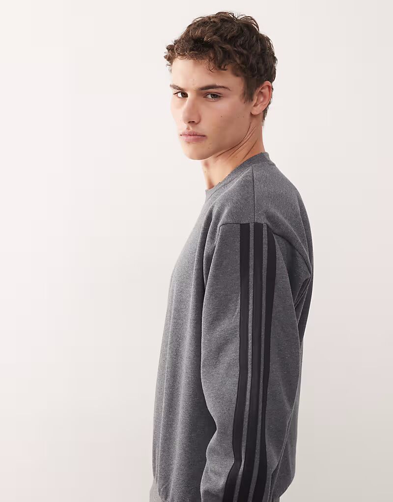 Флисовая толстовка adidas Sportswear Three Stripe серого цвета Adidas Originals — фото 4