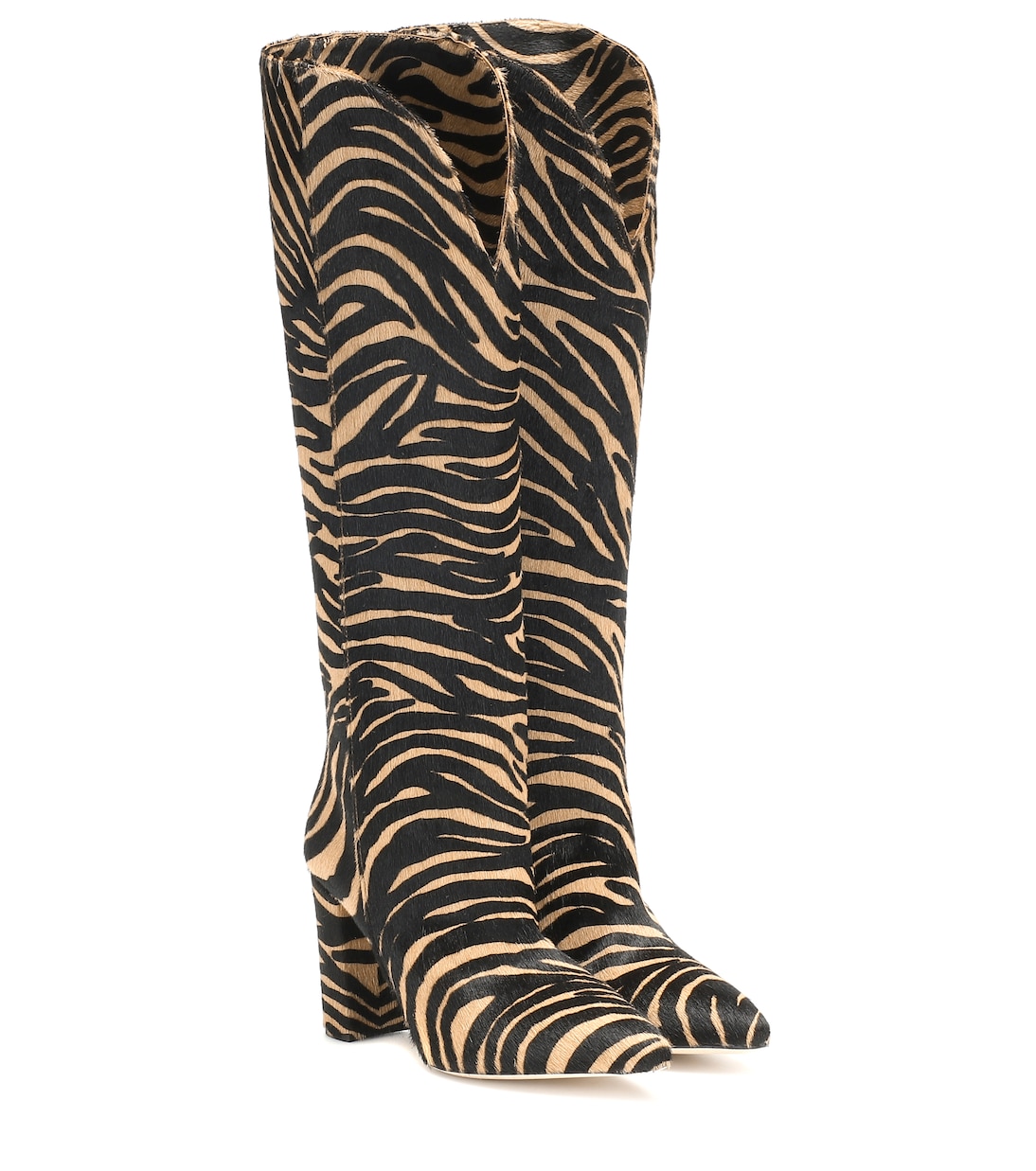 Сапоги из телячьей шерсти с принтом зебры Paris Texas, Zebra Beige