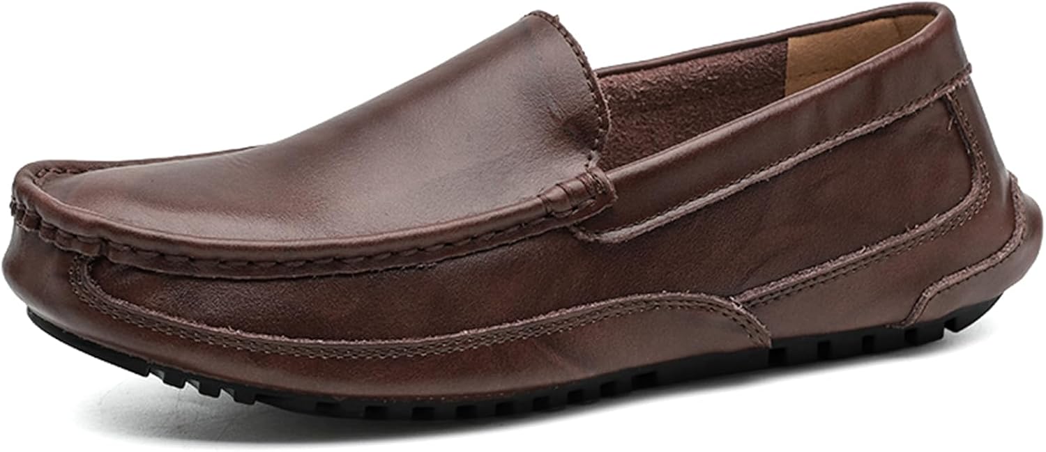 

Мужские кожаные слипоны Abborora, повседневные пенни-лоферы, мокасины, туфли, модные балетки, обувь для яхты, темно-коричневый