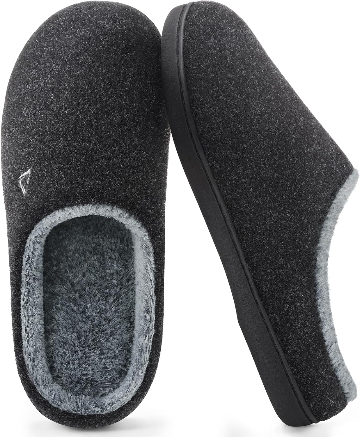

Мужские тапочки ATHMILE с эффектом памяти, домашние тапочки для мужчин, теплые и уютные, с нескользящей резиновой подошвой, плюшевой подкладкой, легкие, удобно носить дома, для использования в помещении и на улице, двухцветные, черный