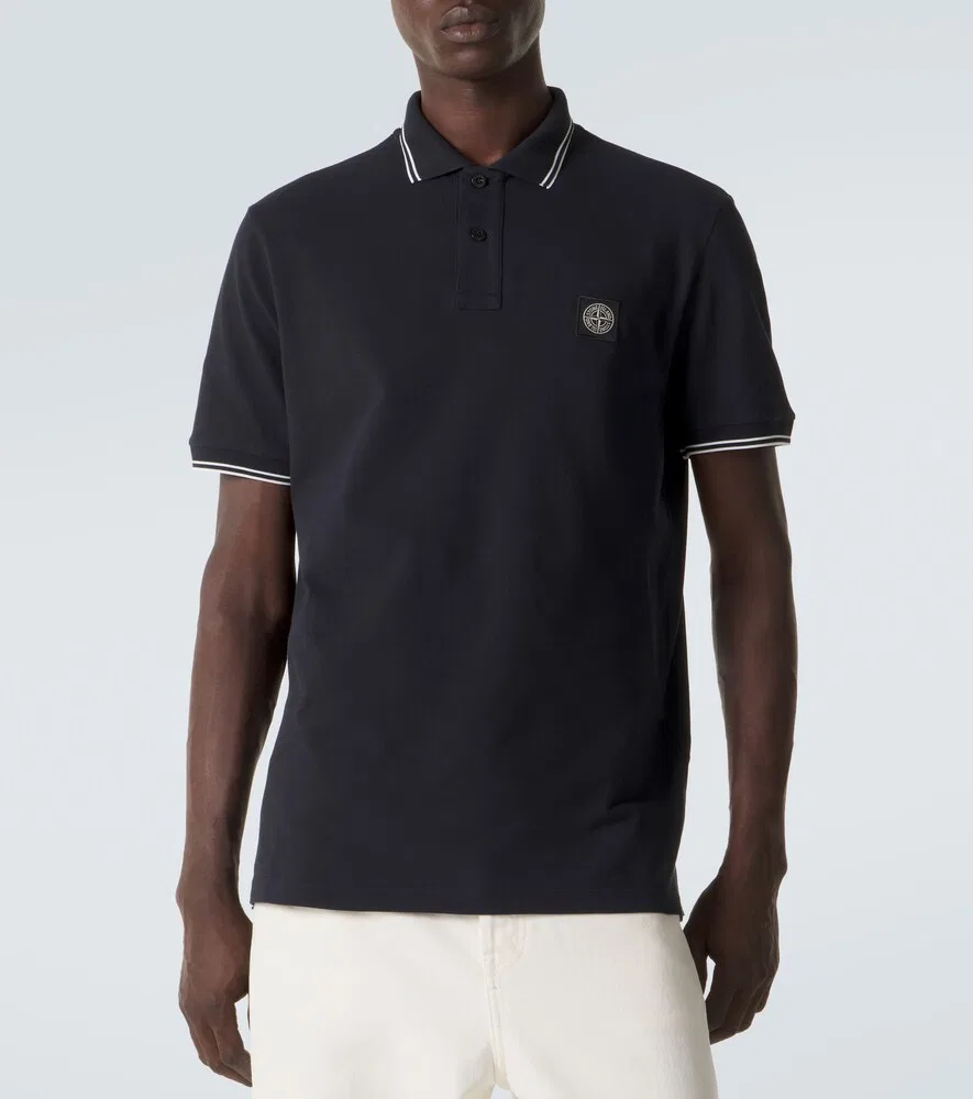Поло Compass из хлопковой смеси пике Stone Island, синий — фото 3