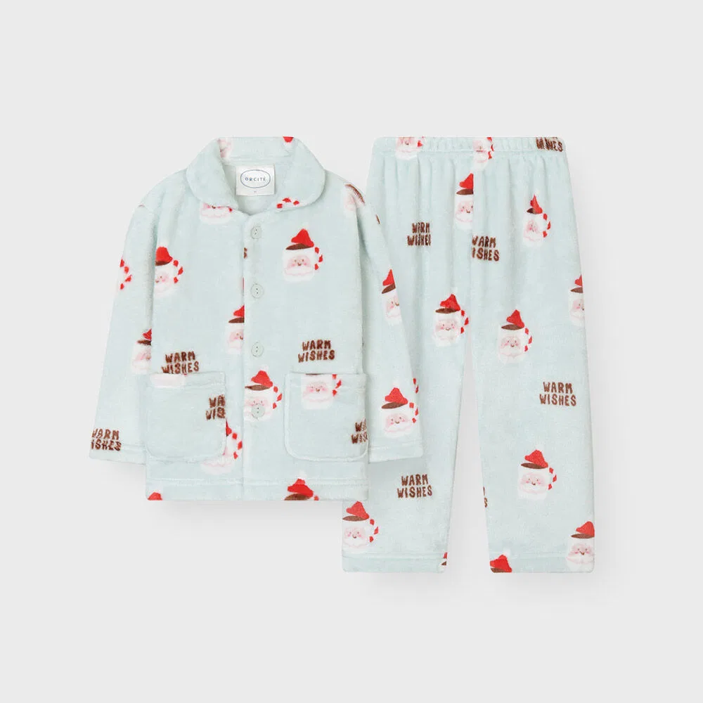 Детский пижамный комплект с длинными рукавами G124 Santa Mug Warm мятного цвета от Orcite