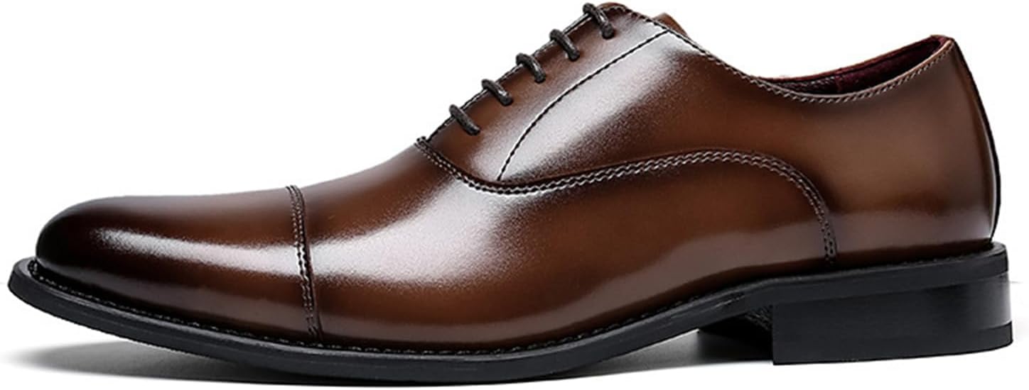 

Мужские роскошные модные туфли с низким каблуком, ручной работы, оксфорды, классические с шнуровкой, с заостренным носком, повседневные современные деловые классические кожаные туфли, дерби с каптом Xoekd, темно-коричневый