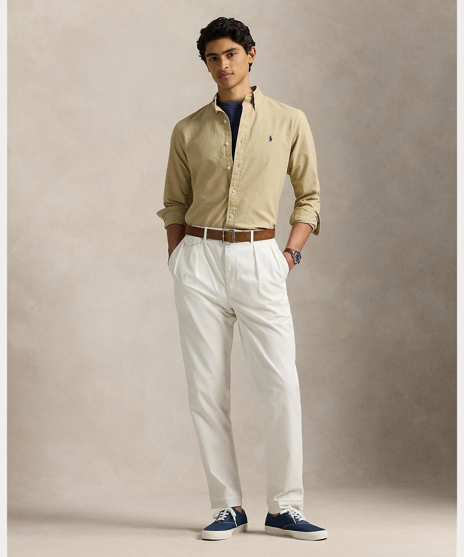 Классическая рубашка Оксфорд из ткани, окрашенной в готовом виде. Polo Ralph Lauren, 250 Brown — фото 3