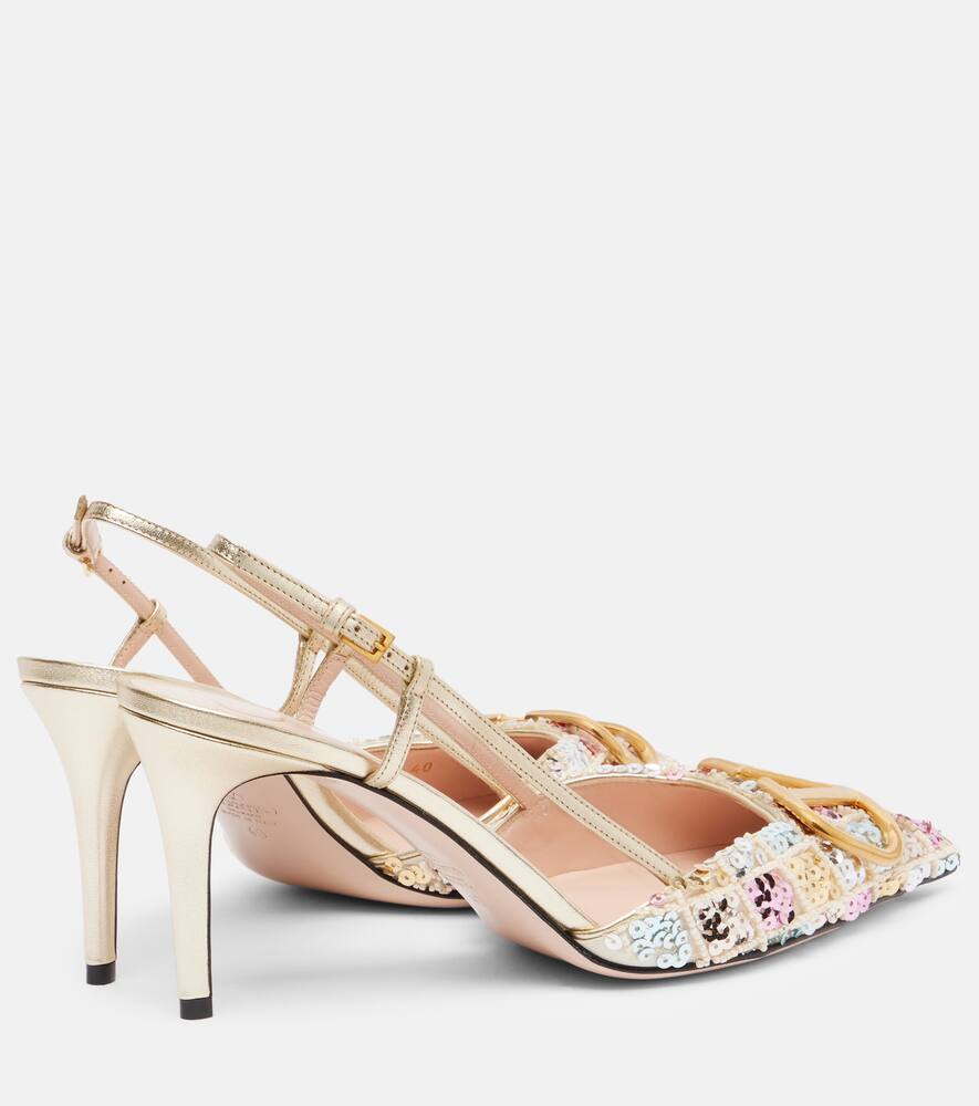 VLogo 80 босоножки-лодочки на тонком каблуке из кожи со стразами Valentino Garavani, Multicolor/Platino — фото 2