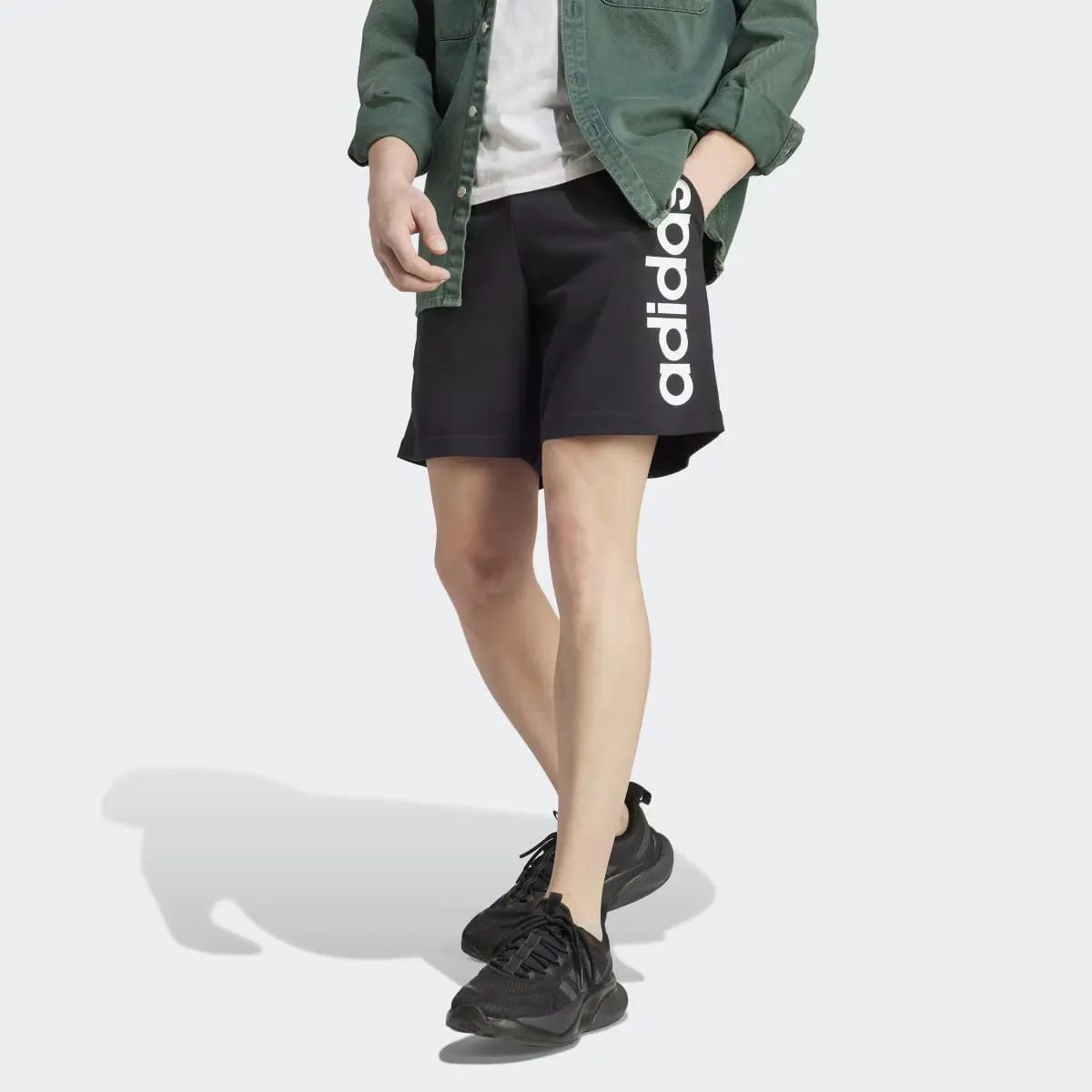 

Мужские шорты Adidas AEROREADY Essentials из одного джерси с линейным логотипом, чёрный
