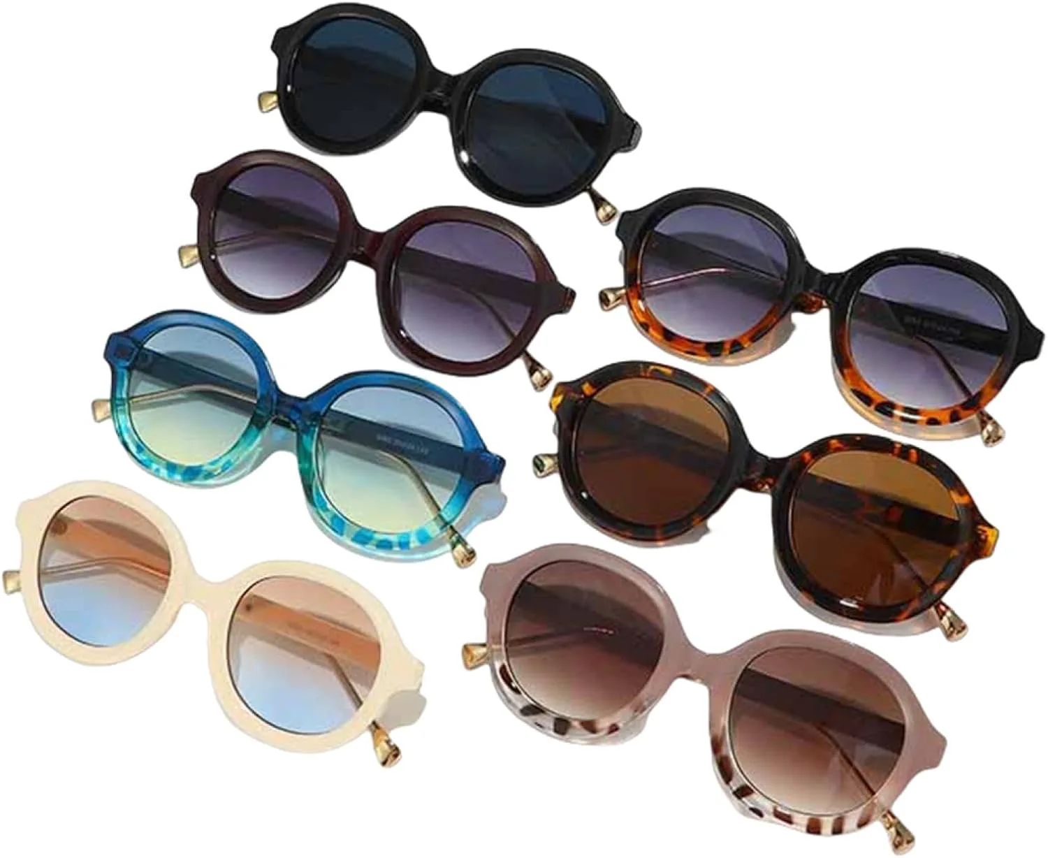 

Панк-солнцезащитные очки круглые женские, популярный модный градиентный дизайн, ретро-леопардовый принт, защита от УФ-излучения UV400 VVTWSSW, Black-black