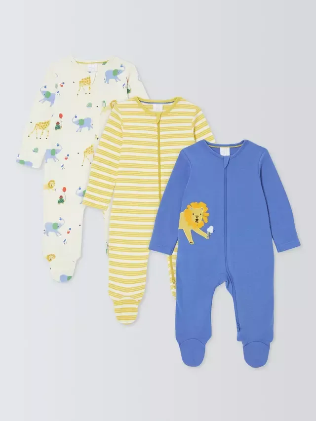 Детские спальные комбинезоны Baby Lion, комплект из 3 штук, синие John Lewis
