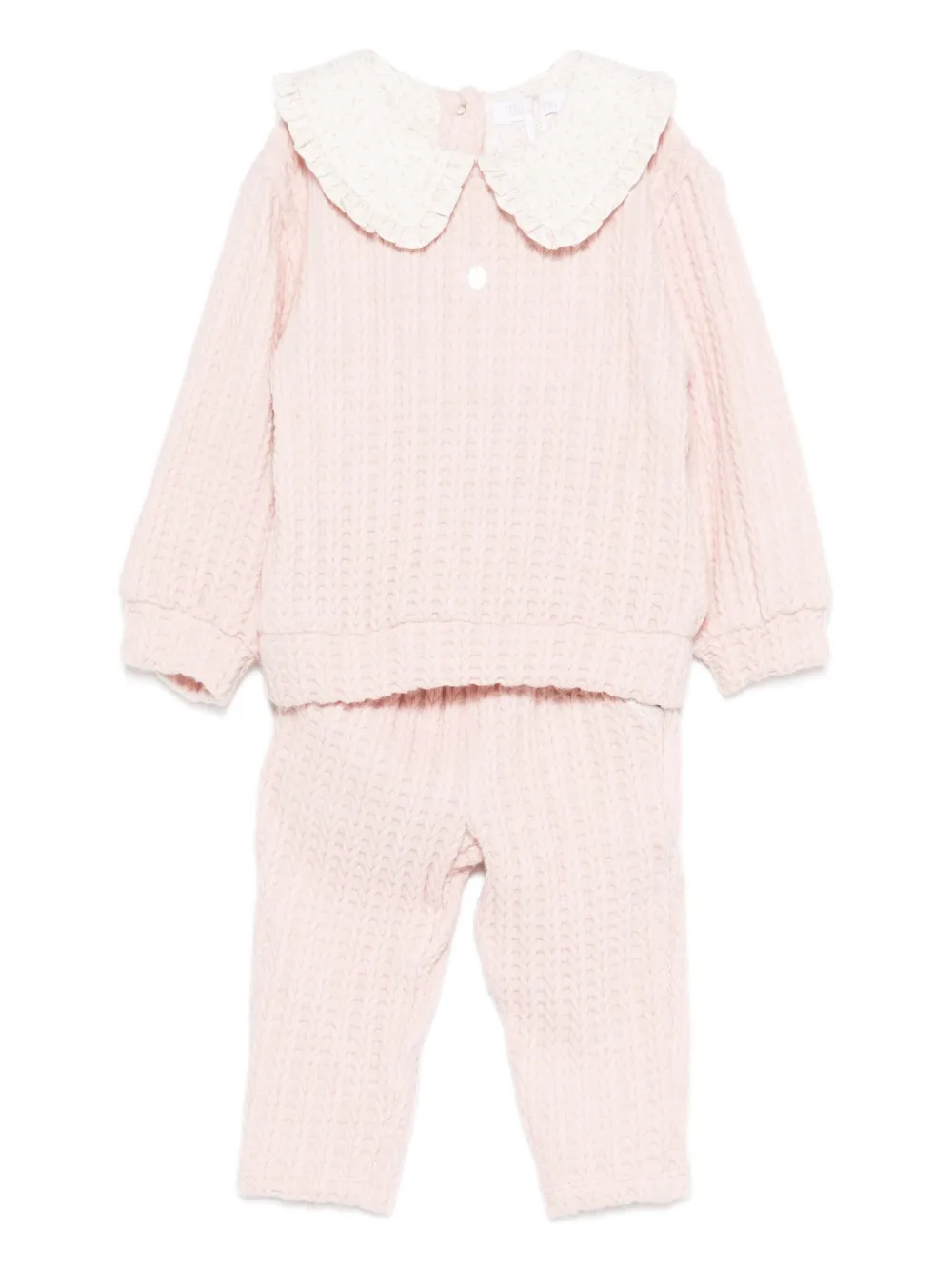 

Комплект из топа и брюк фактурной вязки Patachou, розовый