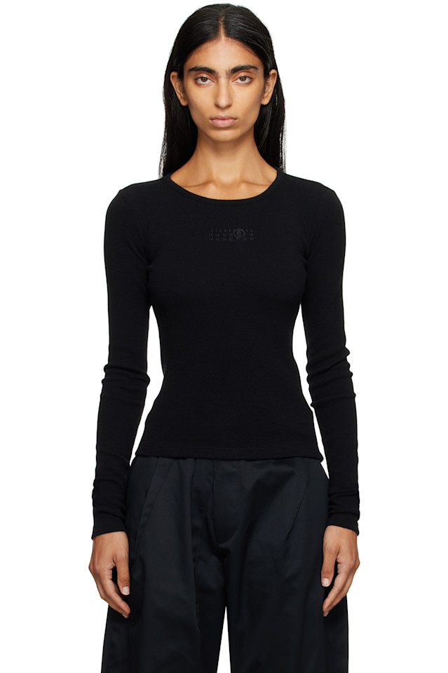 

Mm6 Maison Margiela Футболка с длинными рукавами из трикотажа в рубчик из смесовой шерсти