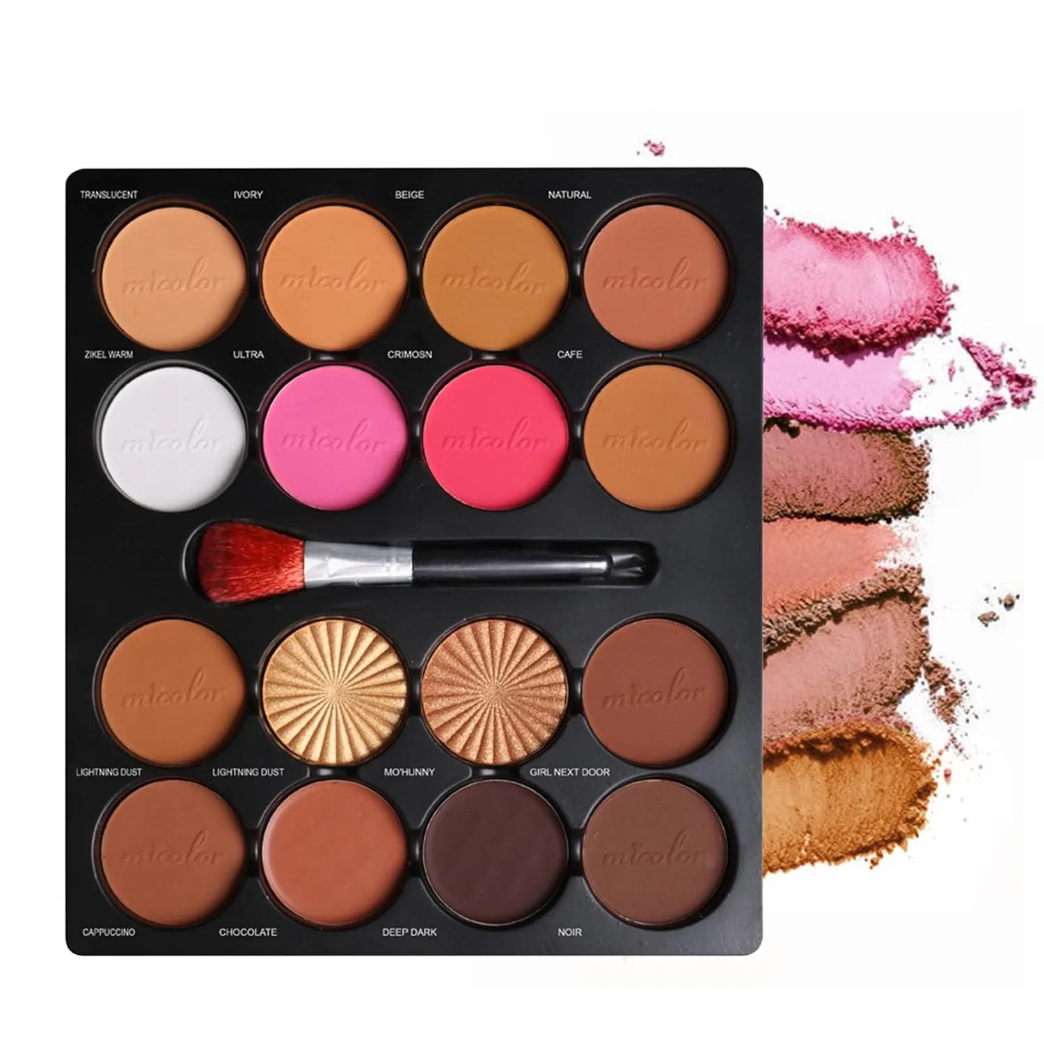 Палетка для лица «Complete Full Face Palette» от Joyeee с кистью Joyeee, 16 Colors All In One Makuep Palette — фото 3