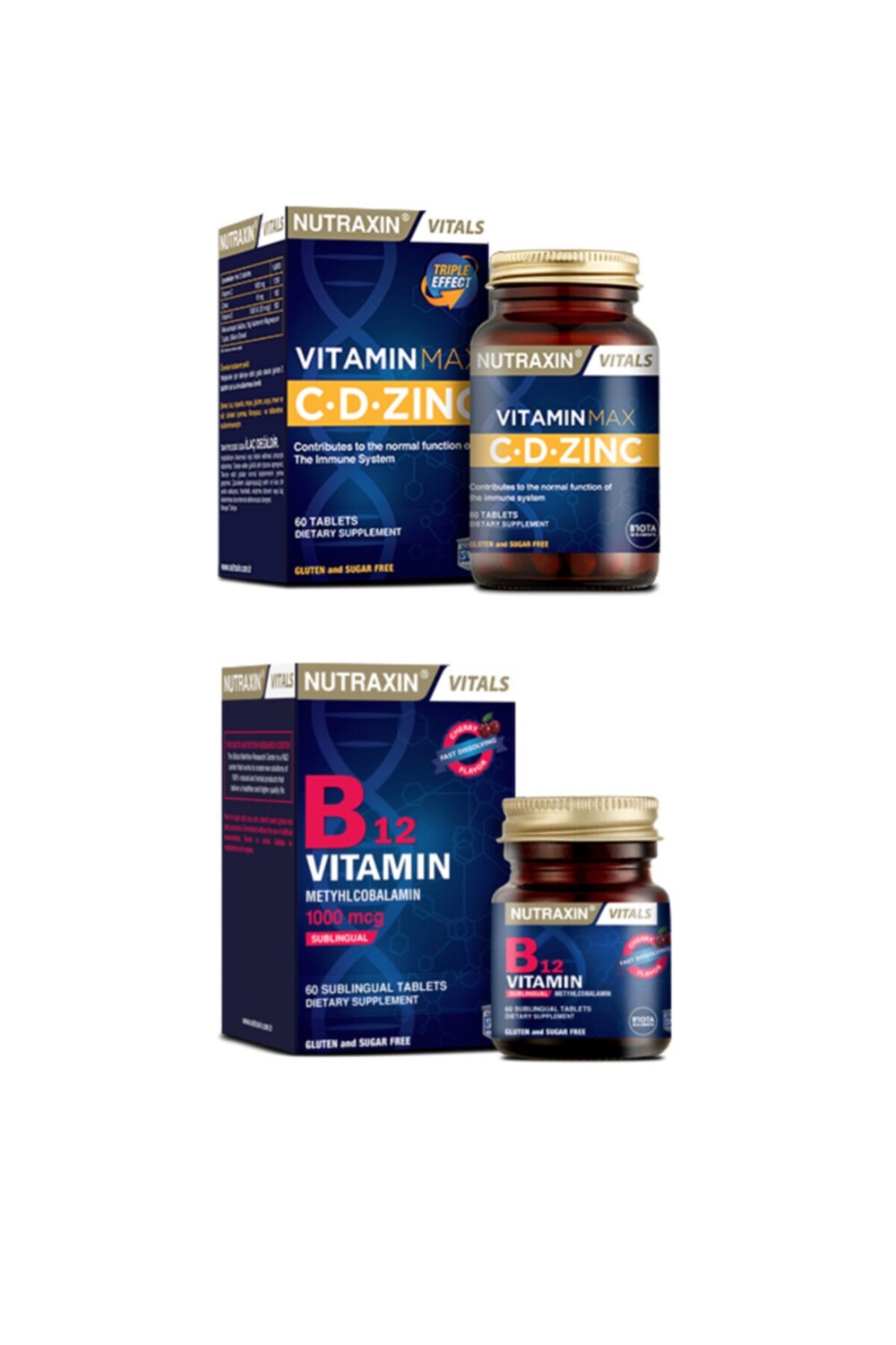 

Nutraxin Vitamin Max (добавка с витамином C, витамином D и цинком) 60 таблеток + витамин B12 1000 мкг 60 сублингвальных