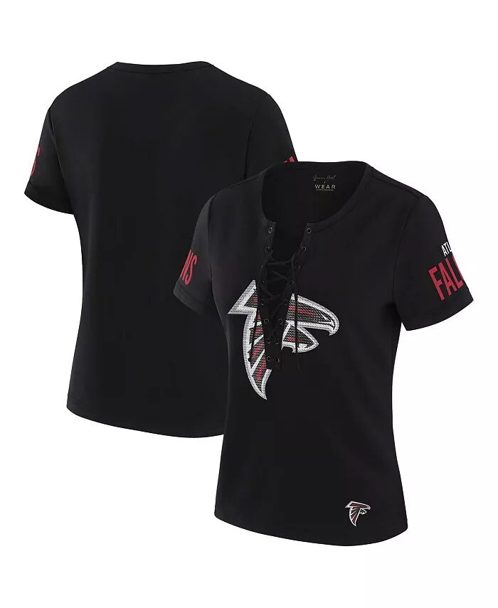 

X Gracie Hunt женская черная футболка Atlanta Falcons Draft Me на шнуровке WEAR by Erin Andrews