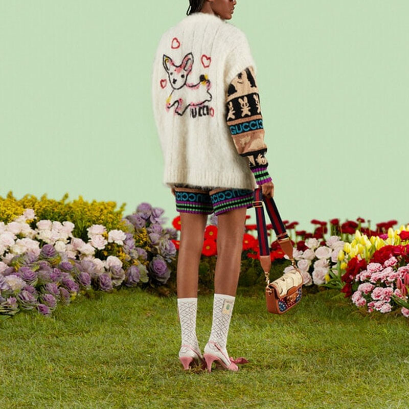Шорты женские Gucci Bunny, коричневый — фото 3
