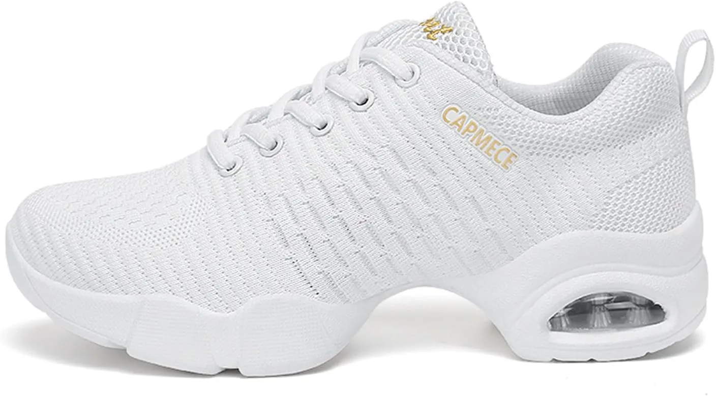 Женские и мужские кроссовки для джазовых танцев SECHRITE на шнуровке с раздельной подошвой, белый — фото 2