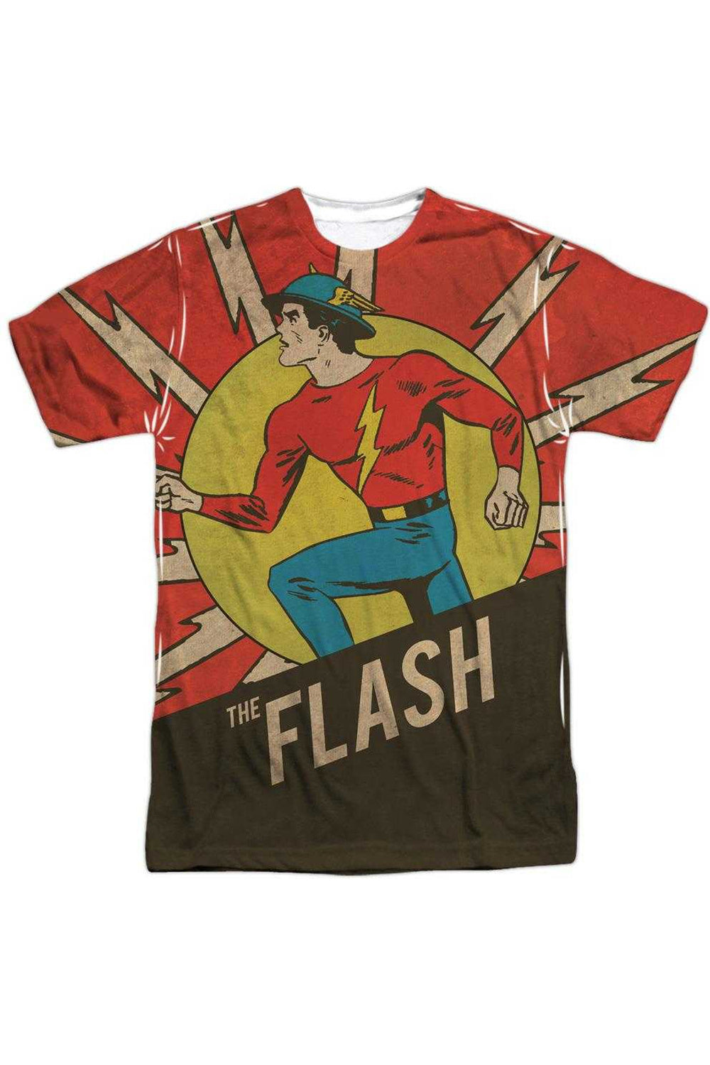 

Футболка с коротким рукавом из полиэстера для взрослых с принтом DC Comics Flash Vintage Comic Flash (спереди/сзади) Gildan, белый